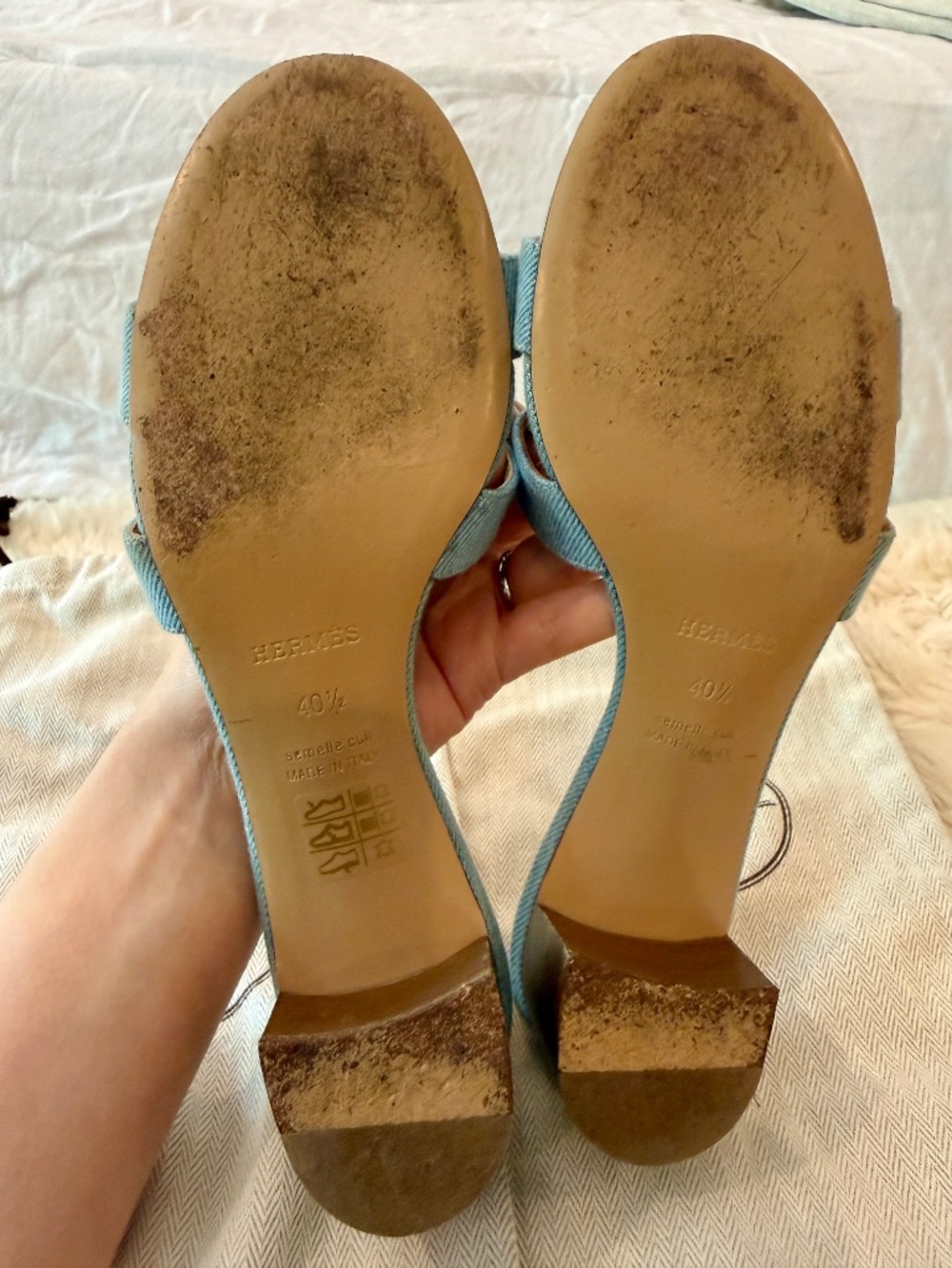 Hermes Oasis Sandals Denim SZ 40.5 - Picture 5 of 5